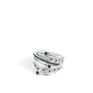 Paparazzi Silver and Green Statement Ring